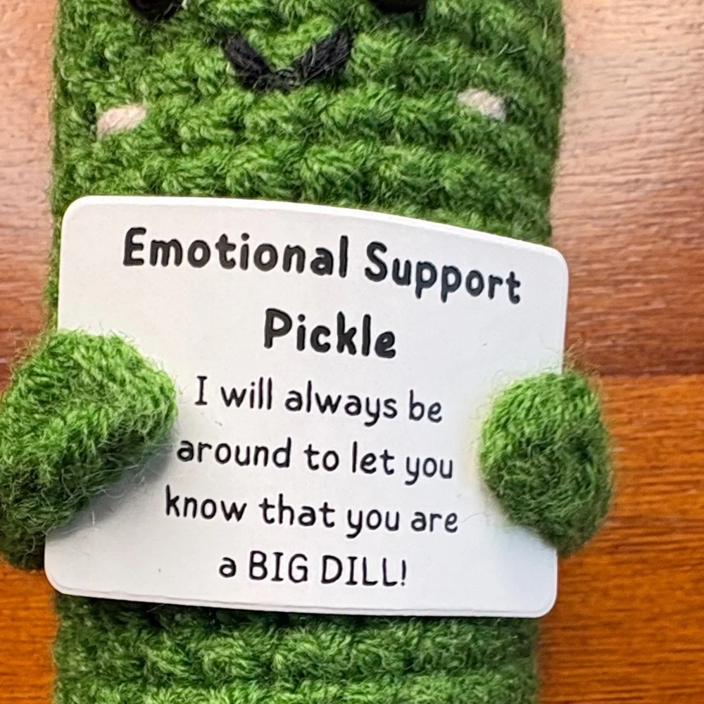 Green Crochet Emotional Support Pickle